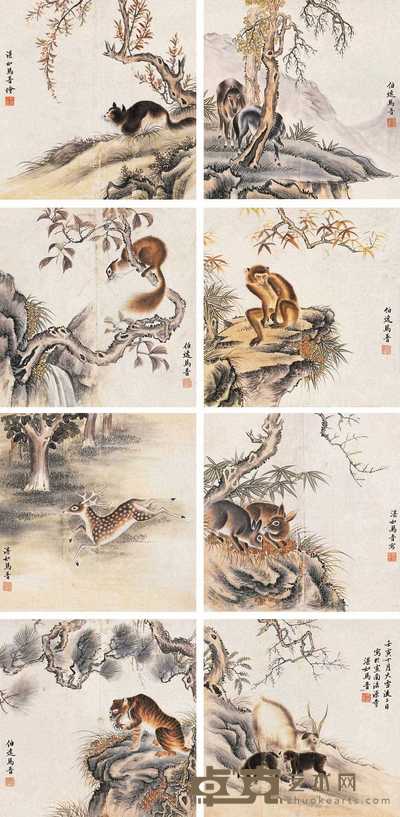 马晋 壬寅(1962年作) 动物 册页(八开) 33×32.5cm×8